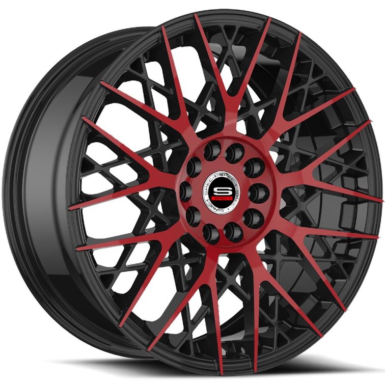 SPEC-1 SP-53 20X8.5 38 5X114.3/5X120 GLOSS BLACK & RED MACHINED