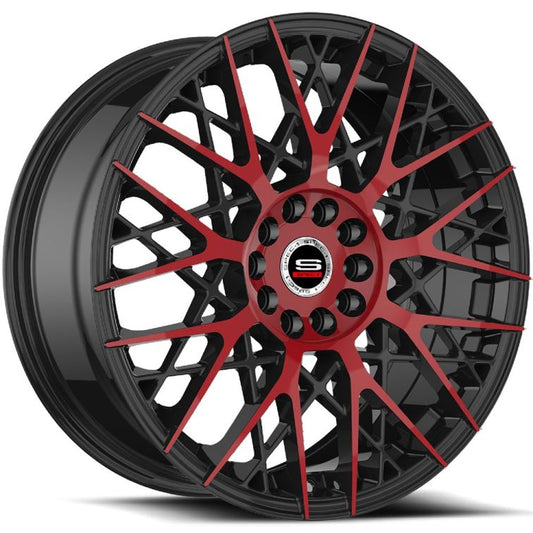 SPEC-1 SP-53 20X8.5 38 5X114.3/5X120 GLOSS BLACK & RED MACHINED