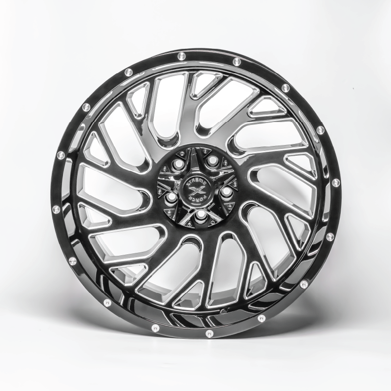 Xtreme Force XF-8 Concave 22x12 -44 6x135/6x139.7 Black and Milled (left)