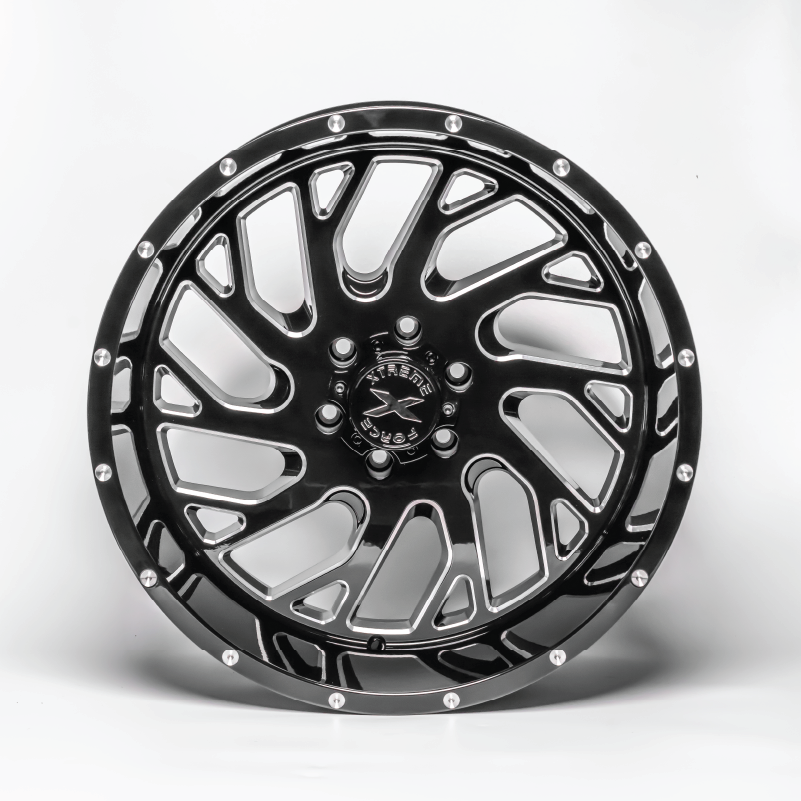 Xtreme Force XF-8 20x10 -19 6x139.7 Black and Milled (left)