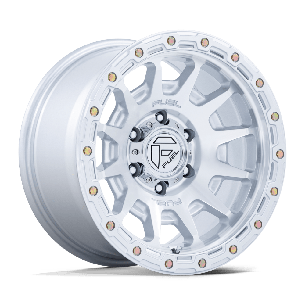 FUEL 1PC FC884 FORTRESS 17x8.5 25 6x139.7 GLOSS SILVER W/ MACHINED FACE