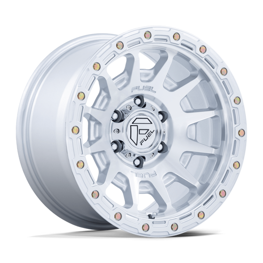 FUEL 1PC FC884 FORTRESS 17x8.5 25 6x139.7 GLOSS SILVER W/ MACHINED FACE