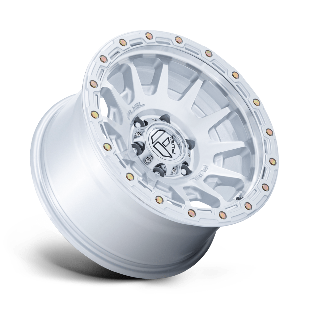 FUEL 1PC FC884 FORTRESS 17x8.5 25 6x139.7 GLOSS SILVER W/ MACHINED FACE