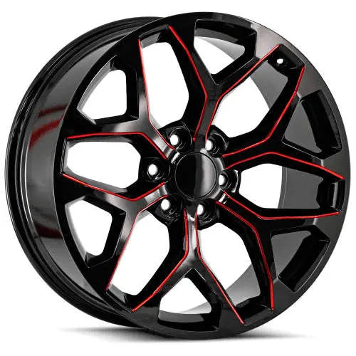 O.E. REVOLUTION G-09 20X9.0 27 6X139.7 GLOSS BLACK & RED MILLED