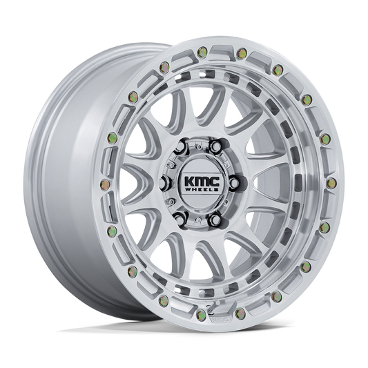 KMC KM556 CRUX 17X8.5 0 6X139.7 GLOSS SILVER W/ MACHINED FACE