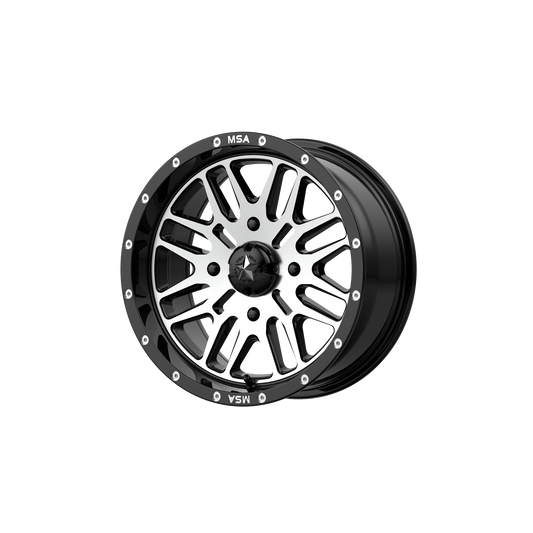 Msa Offroad Wheels M38 BRUTE UTV - 22x7 10mm 4x156 GLOSS BLACK MACHINED Wheel | M38-022756