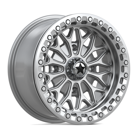 MSA OFFROAD WHEELS MA53 BOLO UTV BEADLOCK 15x7 38 4x110 GLOSS SILVER W/ MACHINED FACE
