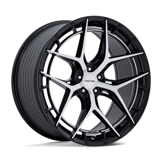 NICHE 1PC NC286 RIVIERA 20X9.5 35 5X114.3 GLOSS BLACK W/ MACHINED FACE