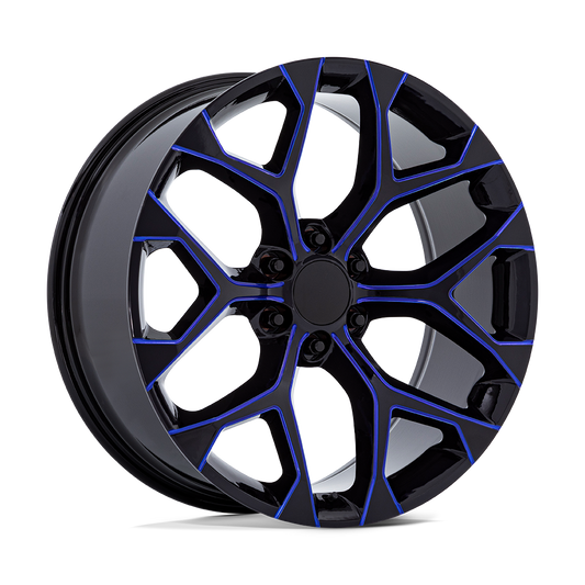 PERFORMANCE REPLICAS PR176 22x9 24 6x139.7 GLOSS BLACK MACHINED BLUE MILL