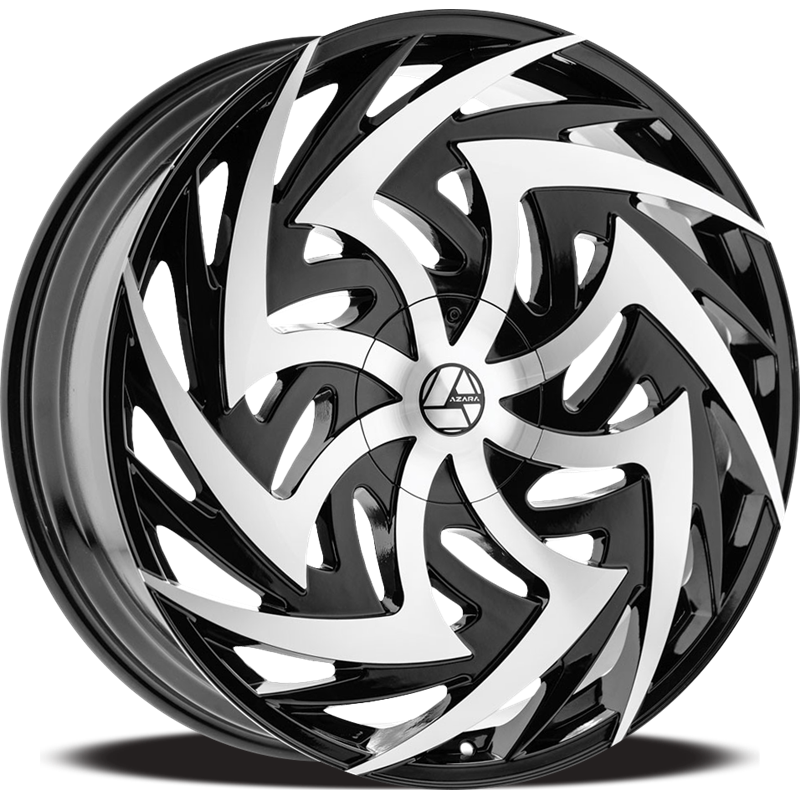 AZARA AZA-520 26X9.5 15 BLANK 5X/6X GLOSS BLACK & MACHINED