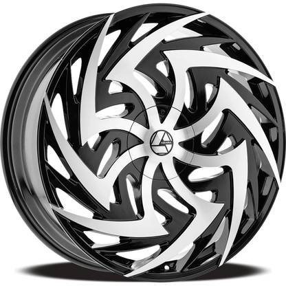 AZARA AZA-520 26X9.5 15 BLANK 5X/6X GLOSS BLACK & MACHINED