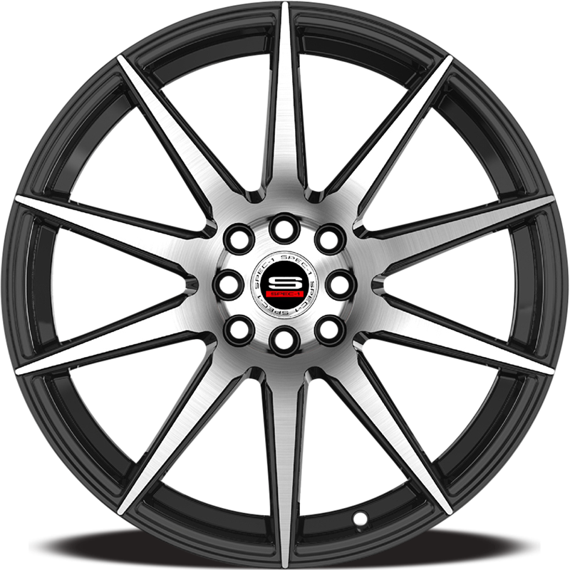 SPEC-1 SP-51 18X8 38 4X100/4X114.3 GLOSS BLACK & MACHINED