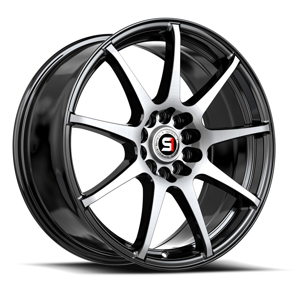 SPEC-1 SP-67 18X8.0 38 5X100/5X114.3 GLOSS BLACK & MACHINED