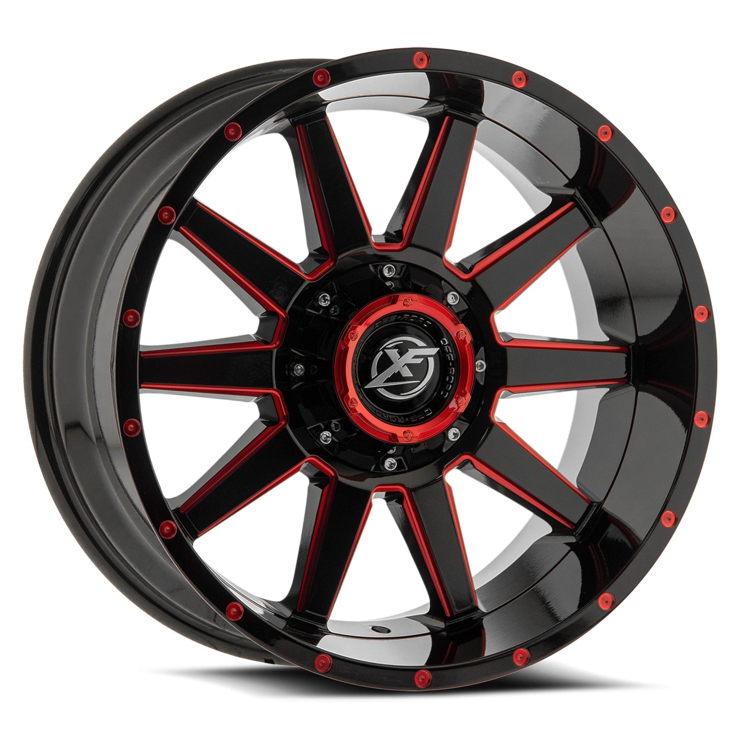 XF Off-Road XF-219 20x10 -24 6x135/6x139.7 Gloss Black & Red Milled XF-219201061351397-24GBRM