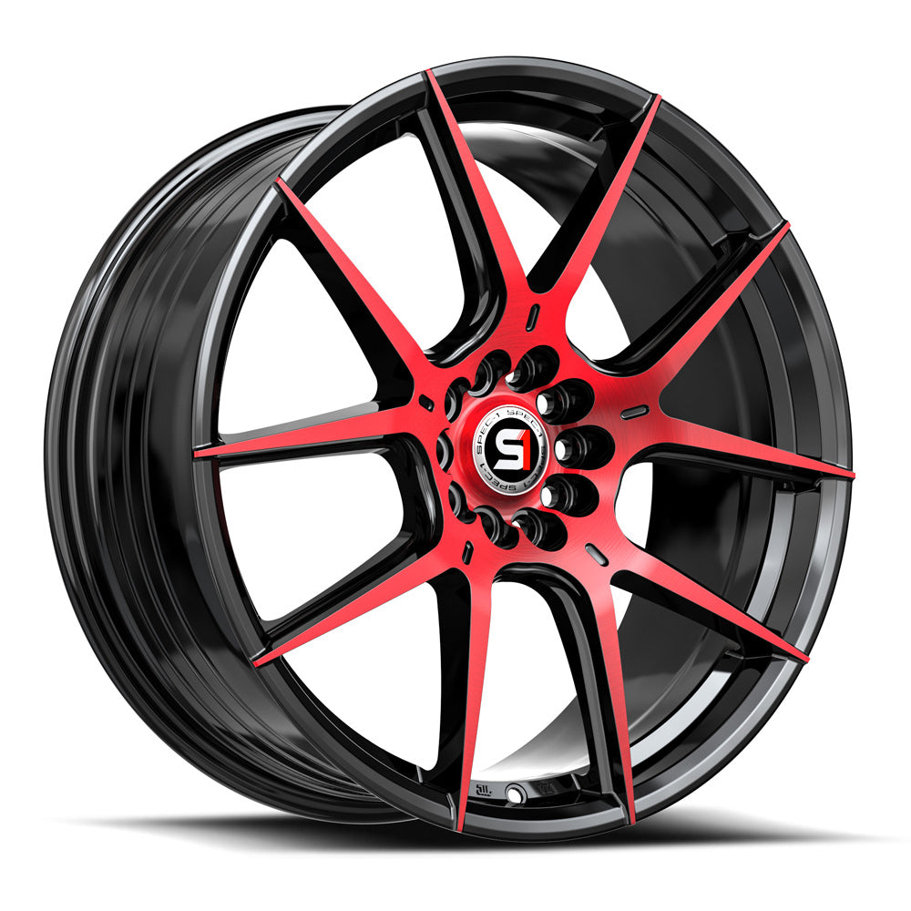 Spec-1 SP-71 17x8 42 5x105/5x114.3 Gloss Black & Red Machined SP-711782842BMR