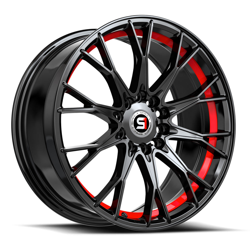 Spec-1 SP-59 18x8 38 4x100/4x114.3 Gloss Black & Red Undercut SP-59188938GBRU