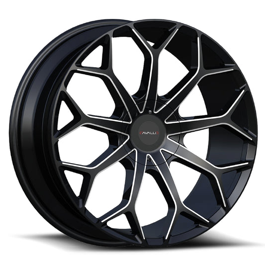 Cavallo CLV-22 22x8.5 38 5x114.3/5x120 Gloss Black & Milled CLV-22228551143120+38GBM