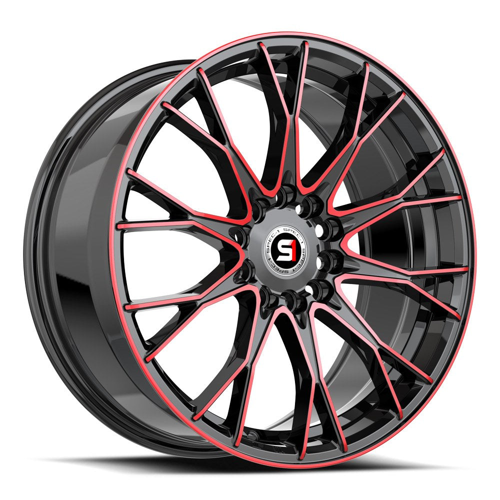 Spec-1 SP-59 17x7.5 42 4x100/4x114.3 Gloss Black & Red Machined SP-591775942BMR
