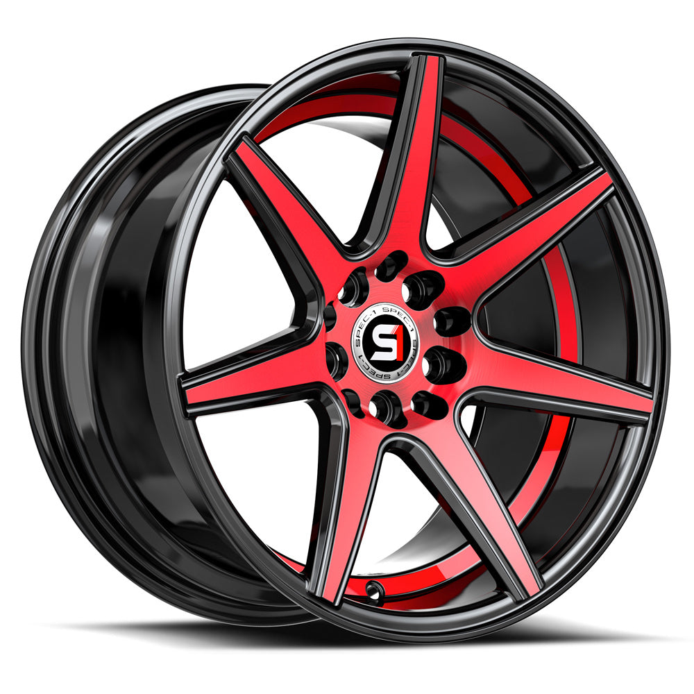 Spec-1 SP-73 18x8 38 5x110/5x114.3 Gloss Black Red Machined & Undercut SP-731883538BMRU
