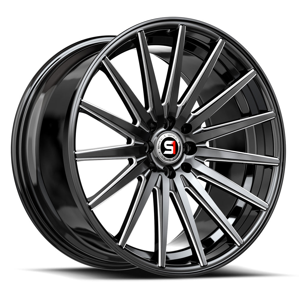 Spec-1 SP-69 18x8 38 5x112/5x114.3 Gloss Black & Milled SP-691883638GBM