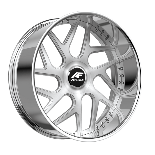 Amani Apollo-R 22x9 32 5x112/5x114.3 Brush Center Chrome Lip APO2292536R70F32BCX
