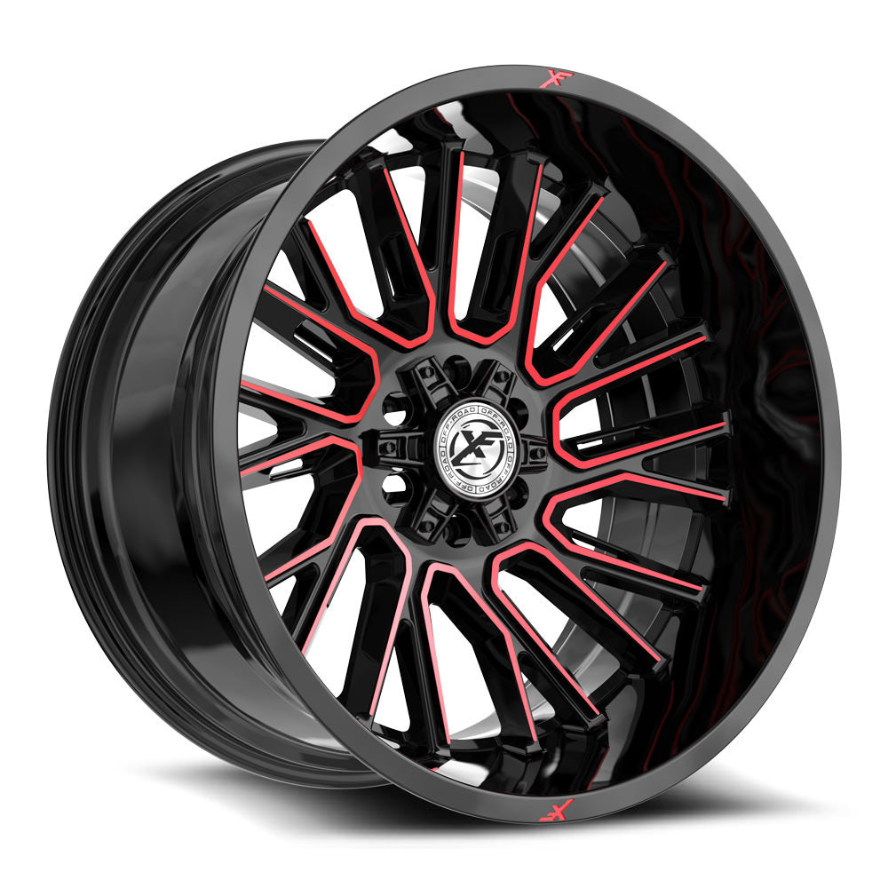 XF Off-Road XF-230 20x10 -12 5x127/5x139.7 Gloss Black & Red Machined XF-230201051271397-12BMR