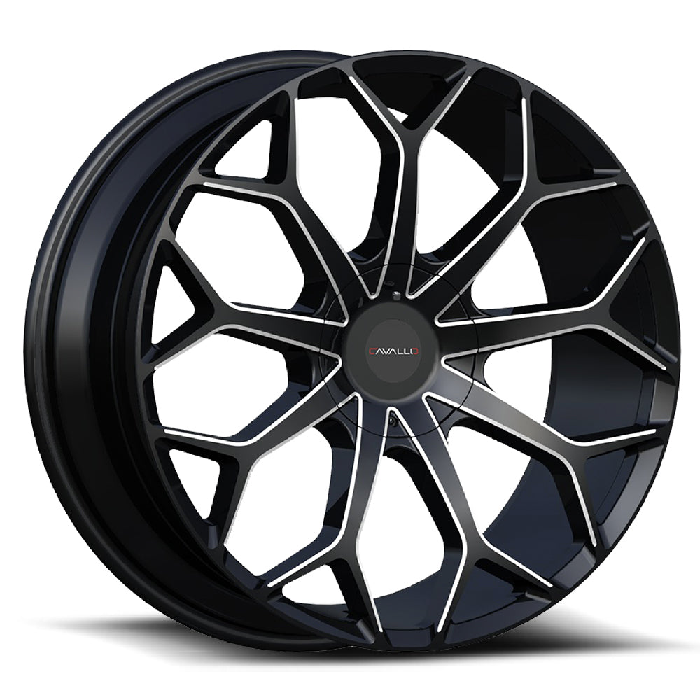 Cavallo CLV-22 20x8.5 35 5x114.3/5x120 Gloss Black & Milled CLV-22208551143120+35GBM
