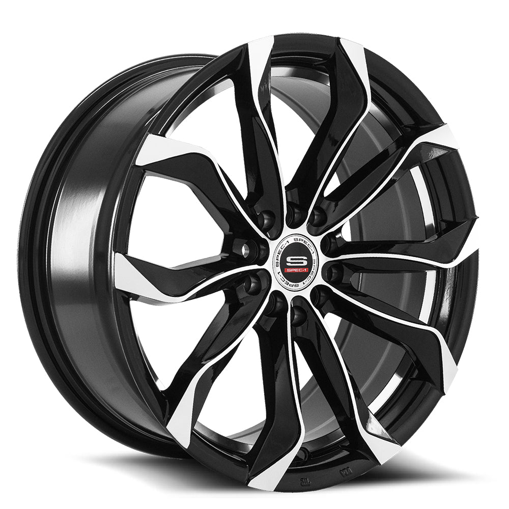 Spec-1 SP-44 18x8.5 40 5x100/5x114.3 Gloss Black & Machined SP4418852340BM