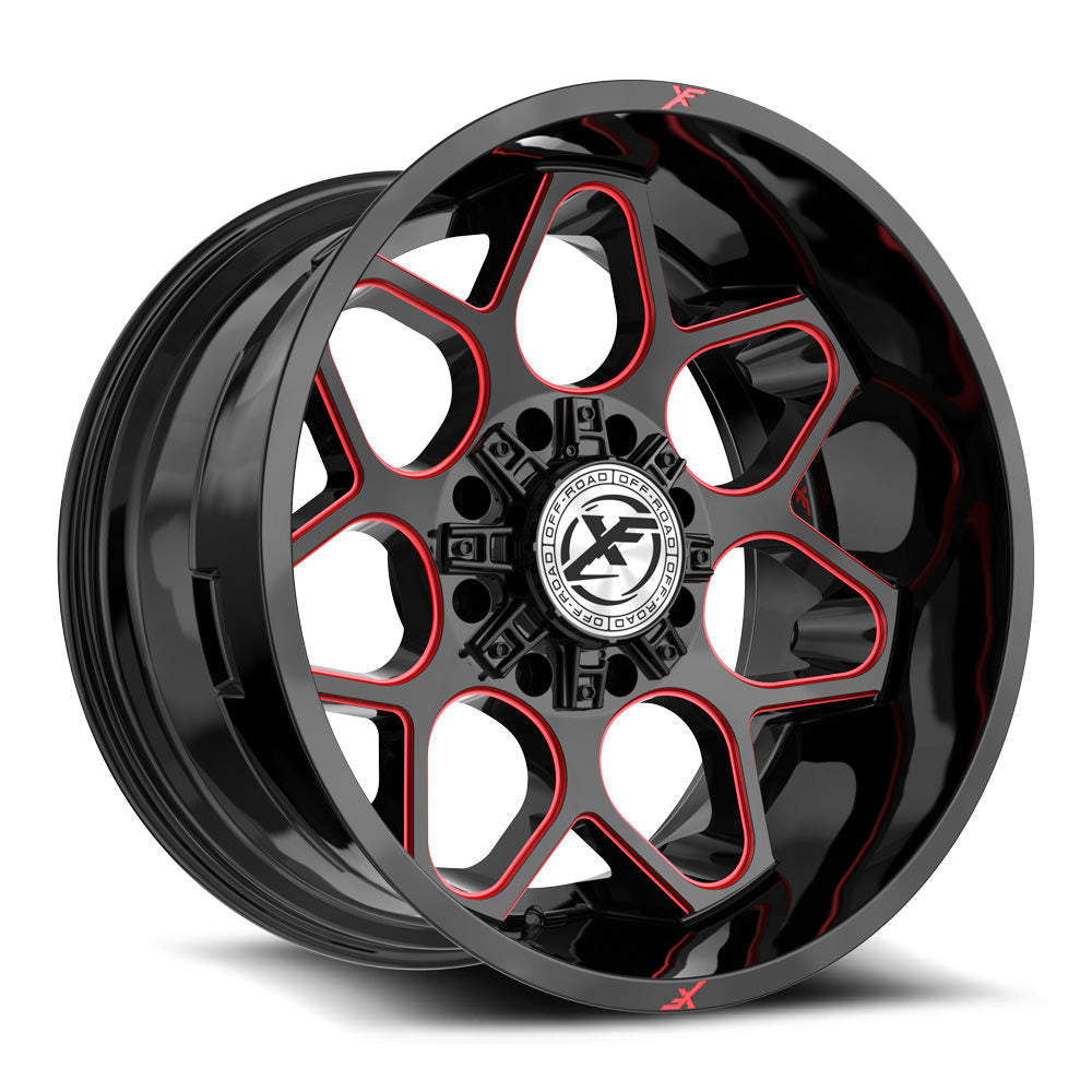 XF Off-Road XF-233 20x10 -12 8x165.1/8x170 Gloss Black & Red Milled XF-233201081651170-12GBRM