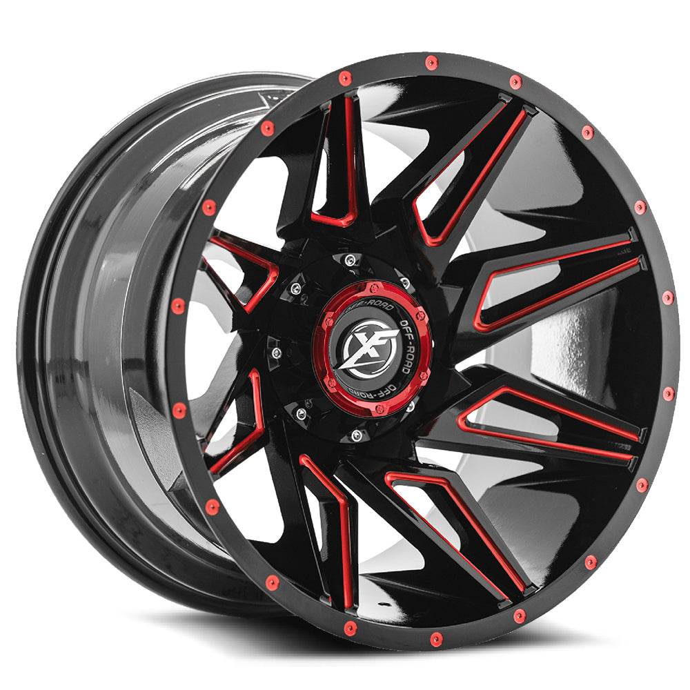 XF Off-Road XF-218 20x10 -24 8x165.1/8x170 Gloss Black & Red Milled XF-218201081651170-24GBRM