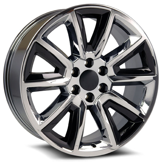 O.E. REVOLUTION C-08 22X9 31 6X139.7 CHROME + BLACK INSERTS