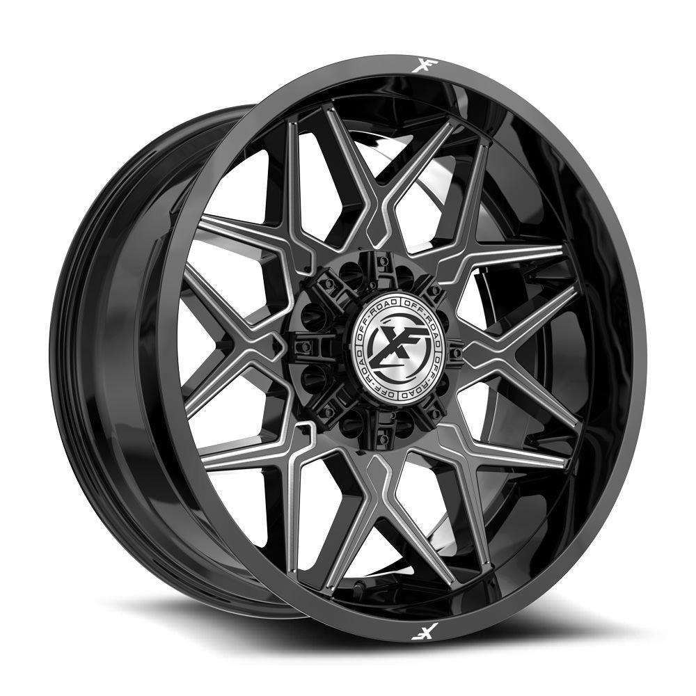 XF Off-Road XF-238 22x10 -18 8x165.1/8x180 Gloss Black & Milled XF-238221081651180-18GBM
