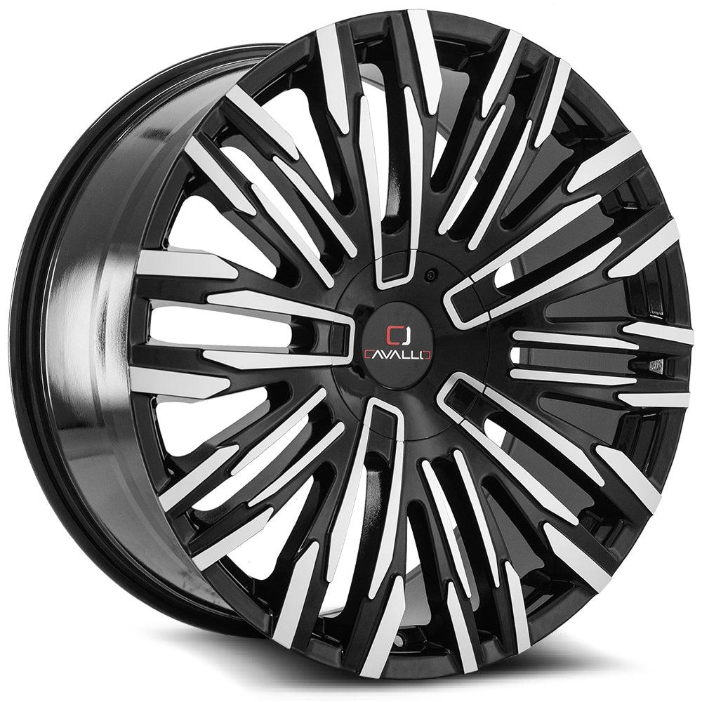 CAVALLO CLV-28 22X8.5 38 5X112/5X114.3 GLOSS BLACK & MACHINED
