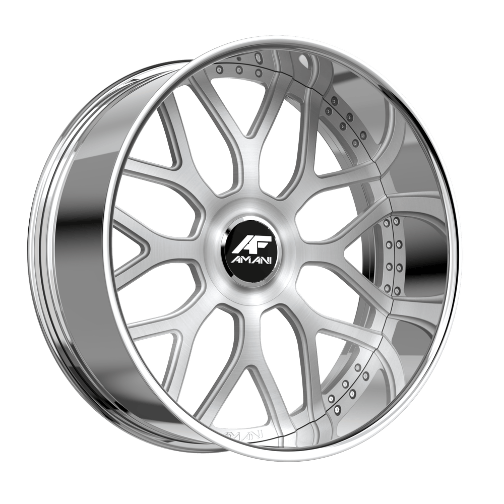 Amani Allora 24x9 15 5x115/5x120 Brush Center Chrome Lip ALL24933910F15BCX