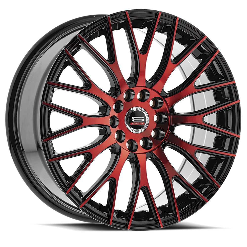 Spec-1 SP-55 20x8.5 38 5x100/5x114.3 Gloss Black & Red Machined SP-5520852338BMR