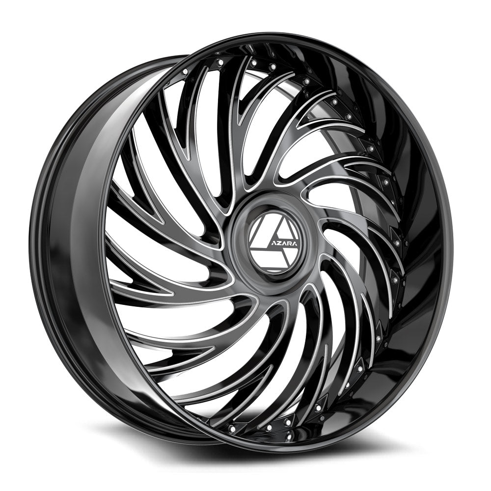 AZARA AZX-101 22X9.5 15 5X115/5X120 GLOSS BLACK & MILLED