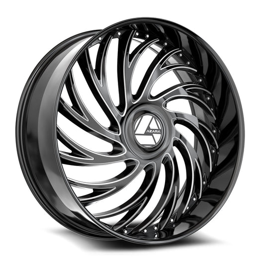 AZARA AZX-101 22X9.5 15 5X115/5X120 GLOSS BLACK & MILLED