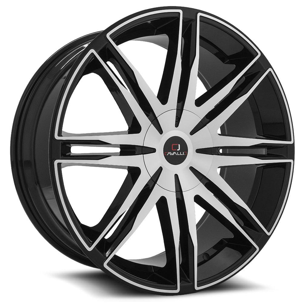 CAVALLO CLV-18 20X8.5 35 5X108/5X114.3 GLOSS BLACK & MACHINED