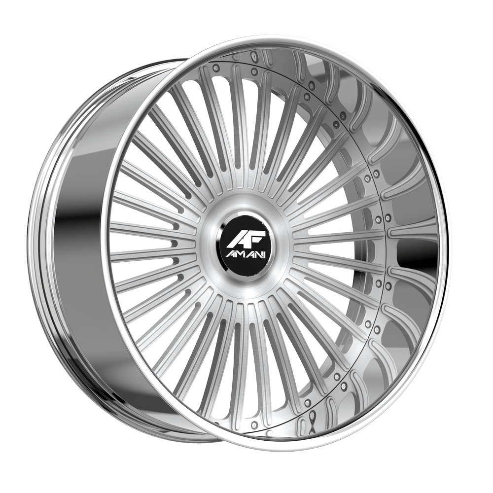 Amani R.E.A.L. 24x9 15 5x115/5x120 Brush Center Chrome Lip REA24933910F15BCX