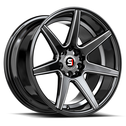 Spec-1 SP-73 18x8 38 4x100/4x114.3 Gloss Black Milled & Undercut SP-73188938GBMU