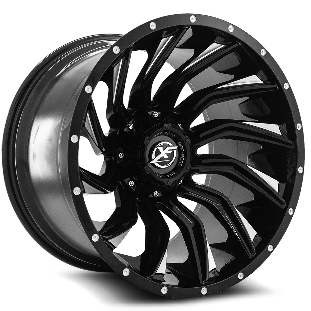 XF Off-Road XF-224 20x9 0 8x165.1/8x170 Gloss Black & Milled XF-224209081651170+0GBM