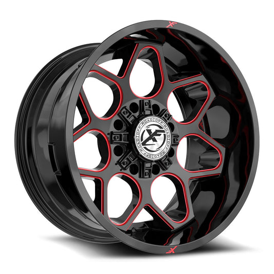 XF Off-Road XF-233 20x10 -24 8x165.1/8x170 Gloss Black & Red Milled XF-233201081651170-24GBRM