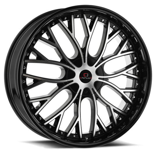 Cavallo CLV-33 26x9.5 18 Blank Gloss Black & Machined CLV-332695BLANK+18BM6x135/1397