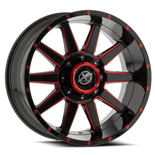 XF Off-Road XF-219 18x9 0 5x139.7/5x150 Gloss Black & Red Milled XF-219189051397150+0GBRM