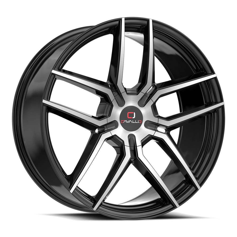 CAVALLO CLV-55 18X8 35 5X112/5X114.3 GLOSS BLACK & MACHINED