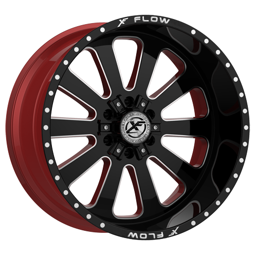 XFX Flow XFX-302 24x12 -44 5x127/5x139.7 Gloss Black & Milled With Red Inner XFX-N-302241251271397-44GBRWMW