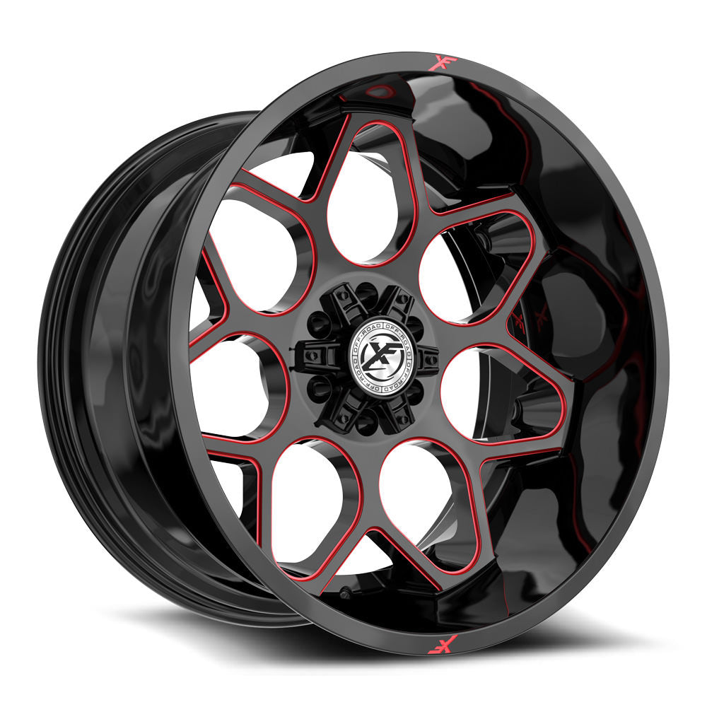 XF Off-Road XF-233 20x10 -12 6x135/6x139.7 Gloss Black & Red Milled XF-233201061351397-12GBRM