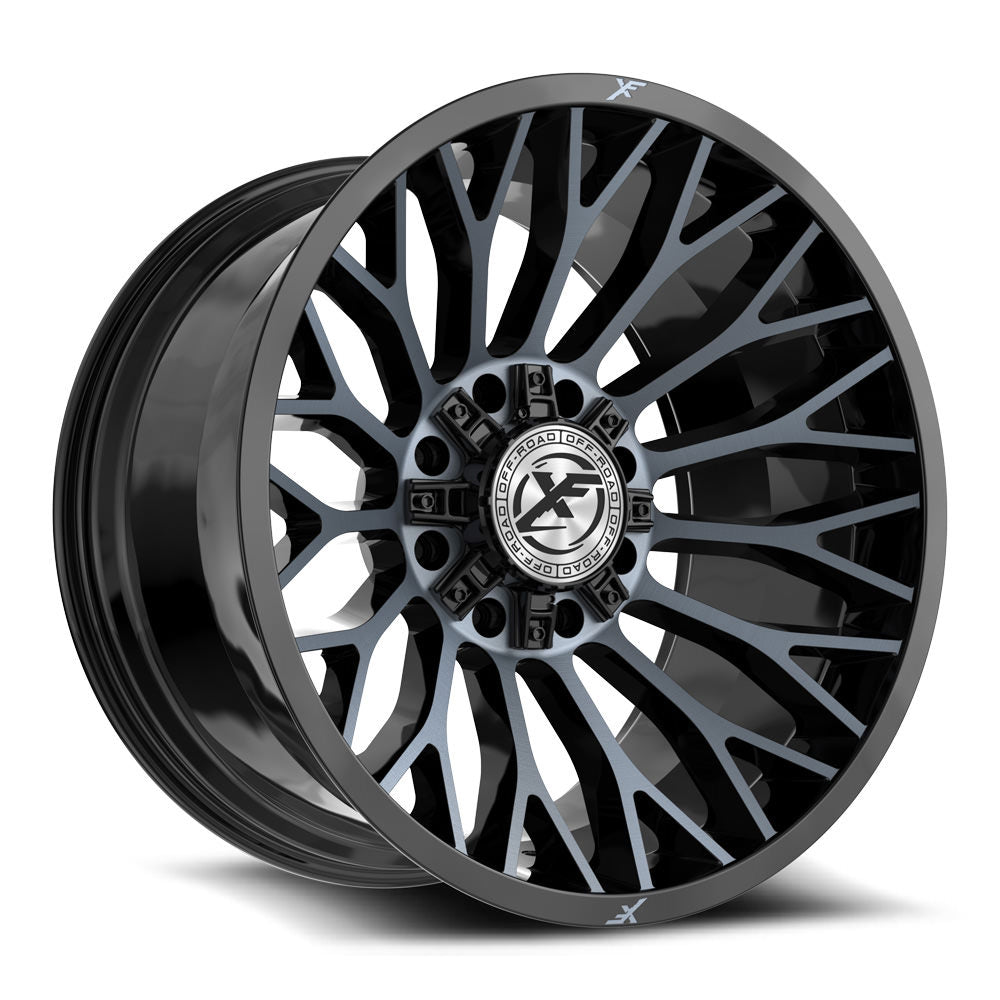 XF Off-Road XF-237 20x10 -12 8x165.1/8x170 Gloss Black & Machined Titanium Double Dark Tint XF-237201081651170-12BMTDT