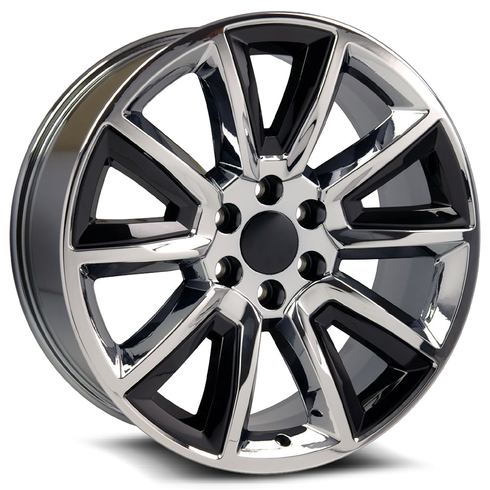 O.E. REVOLUTION C-08 22X9 31 6X139.7 CHROME + BLACK INSERTS