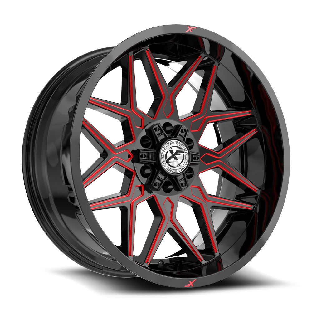 XF Off-Road XF-238 17x9 12 6x135/6x139.7 Gloss Black & Red Milled XF-23817905712GBRM